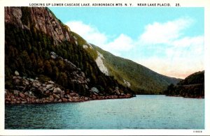 New York Adirondacks Looking Up Lower Cascade Lake Near Lake Placid Curteich