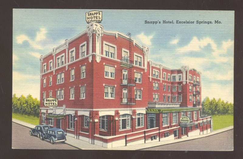 EXCELSIOR SPRINGS MISSOURI SNAPPS HOTEL VINTAGE LINEN ADVERTISING POSTCARD