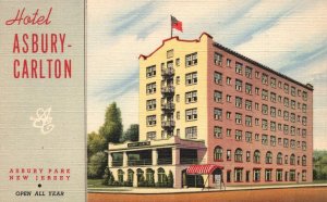 Vintage Postcard 1947 Asbury Carlton Hotel Ocean Front Asbury Park New Jersey NJ