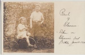 Illinois Il Real Photo RPPC Postcard 1920 DECATUR Tricycle Kids Birthday