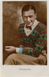 Richard Dix Film Actor Hand Coloured Tinted Real Photo Postcard