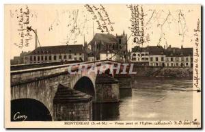 Old Postcard Montereau Old Bridge and Church I