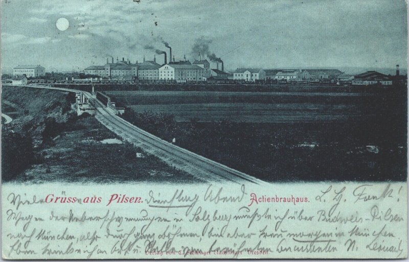 Czech Republic Gruss aus Pilsen Actien Brauhaus Plzen Vintage Postcard 04.11 