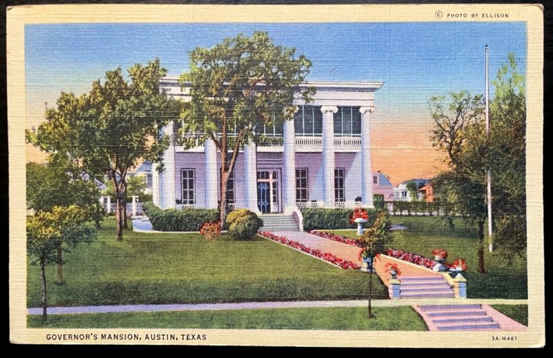 Vintage Postcard 1944 Governor's Mansion, Austin, Texas
