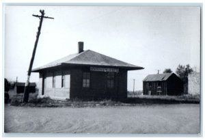 1960 Barnco City Iowa Exterior Railroad Train Depot Station RPPC Photo Postcard
