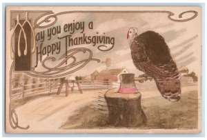 1912 Happy Thanksgiving Turkey Wishbone Arts Crafts Vulture Gibson Postcard 