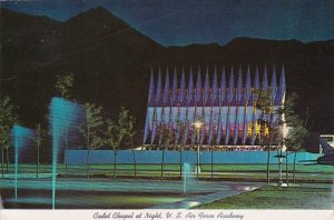 Colorado Colorado Springs Cadet Chapel At Night U S Air Force Academy 1980