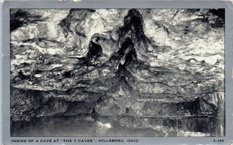 1941 Inside of a Cave at 7 Caves Hillsboro OH Clear View Postcard