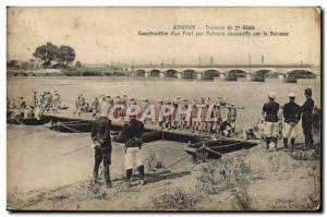 Postcard Old Army 7th of Avignon Construction Genie Construction & # 39un bri...