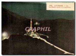 Old Postcard Lourdes Basilica Illuminee