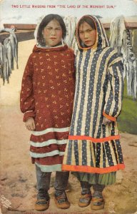 TWO LITTLE MAIDENS LAND OF THE MIDNIGHT SUN ALASKA POSTCARD (c. 1910)