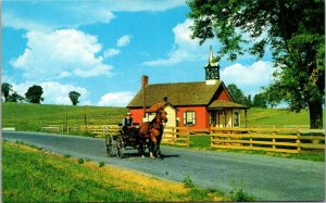 Greetings From Amish Country Little Red Schoolhouse & Amish Gentleman & Buggy