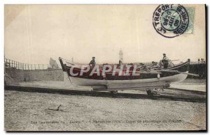 Old Postcard Boat Rescuers Saluto of November 8, 1904 Life raft of Treport TOP