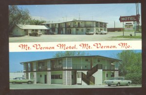 MOUNT MT. VERNON MISSOURI ROUTE 66 MOTEL OLD CARS ROUTE 66 VINTAGE POSTCARD