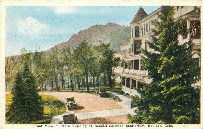 Autos Boulder Colorado Sanitarium 1920s Front View Welch Haffner postcard 5634
