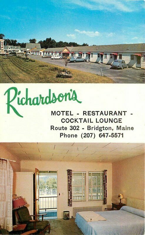 Bridgton Maine Richardson's Motel Restaurant Lounge Yankee Postcard 20-11792