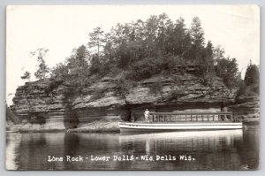 Wisconsin Dells Josephine and Guide Lone Rock Lowe Dells Real Photo Postcard J26