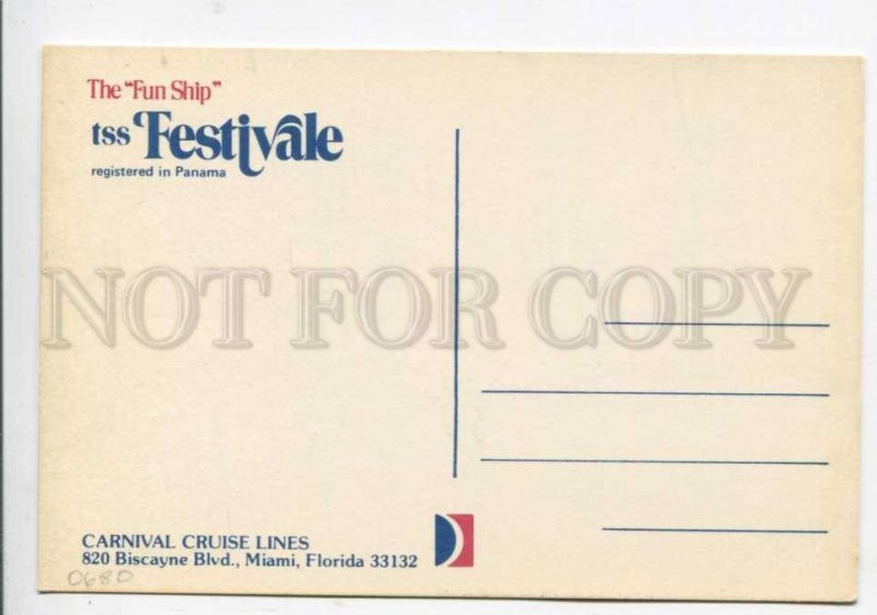 401997 PANAMA CARNIVAL Cruise Line ship Festival Old postcard