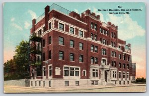 Kansas City Missouri~German Hospital On Corner On 23rd Street~Vintage Postcard