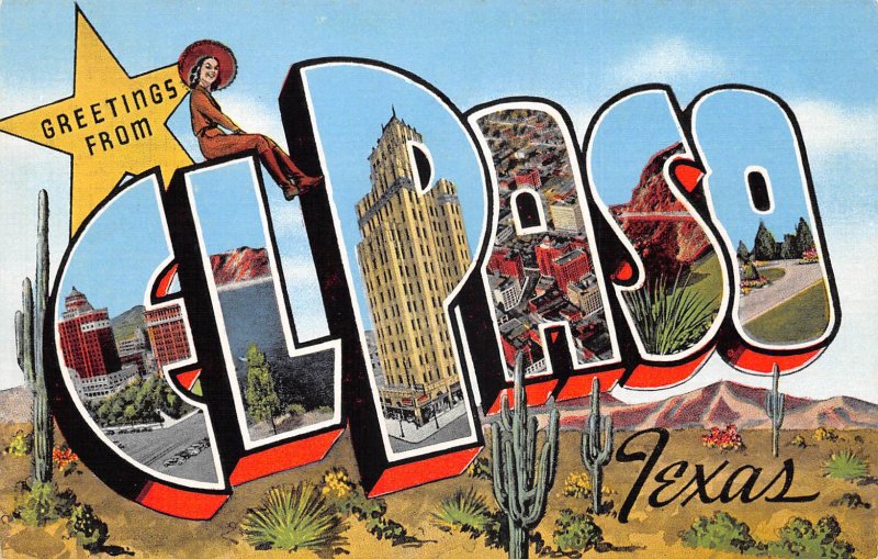 El Paso, Texas, Greetings From El Paso, Large Letters, AA370-26