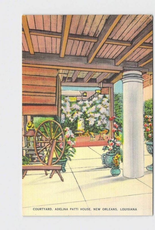 PPC POSTCARD LOUISIANA NEW ORLEANS ADELINA PATTI HOUSE COURTYARD