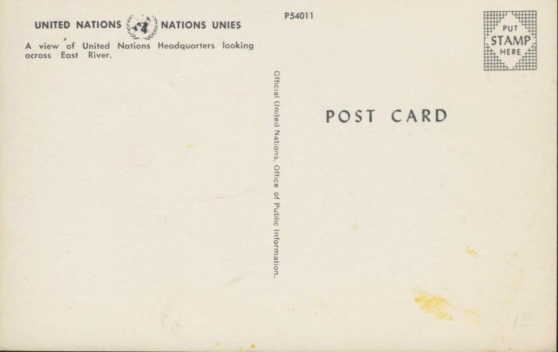 United Nations New York NY NYC East River Official United Nations Ad Postcard