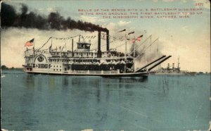 Natchez Mississippi MS Belle of the Bends Battleship Mississippi c1910 PC