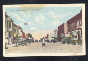 BLACKWELL OKLAHOMA DOWNTOWN STREET SCENE STORES VINTAGE POSTCARD