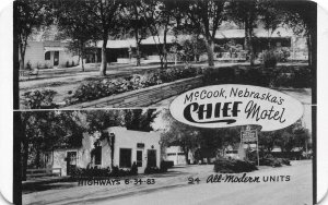 McCook, Nebraska CHIEF MOTEL Roadside Red Willow County c1950s Vintage Postcard