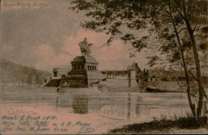 B576 Germany Koblenz Kaiser Wilhelm Denkmal artist etch postcard 1900