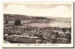 Old Postcard Geneva Panorama view from the Cathedral