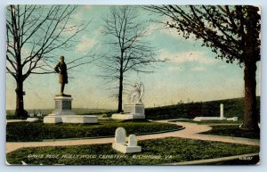 1911 Richmond Virginia Postcard Davis Plot Hollywood Cemetery Sculpture Statue