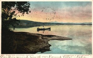 Vintage Postcard 1906 Round Lake Boating Fishing Adirondacks Mountains New York