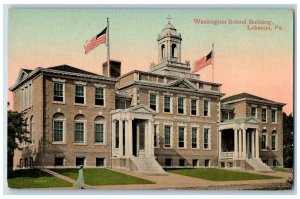 Lebanon Pennsylvania Postcard Washington School Building Exterior 1910 Vintage