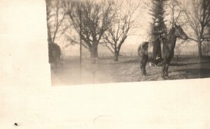 Vintage Postcard Horseback Riding Park Recreational Activity RPPC Photo