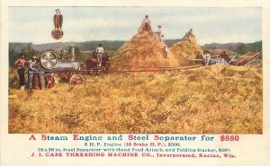 Postcard C-1905 Case Steam Tractor advertising Steel Separator 23-4493