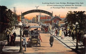 MICHIGAN CITY INDIANA PASSENGER BOAT FROM CHICAGO POSTCARD (c. 1910)