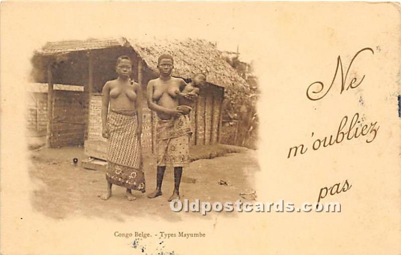 Congo Belge African Nude Unused light markings on front bottom edge