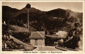 PC CPA AZORES / PORTUGAL, CHALET DE BANHOS, FURNAS, VINTAGE POSTCARD (b13542)