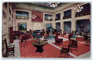 1919 Main Court Hotel Fresno Interior View Fresno California CA Antique Postcard