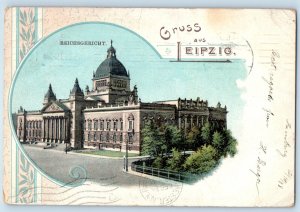 Saxony Germany Postcard Greetings from Leipzig Imperial Court 1908 Antique