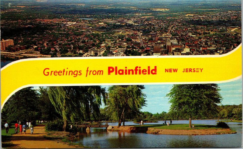 Vtg 1960s Greetings from Plainfield New Jersey NJ Multiview Chrome Postcard