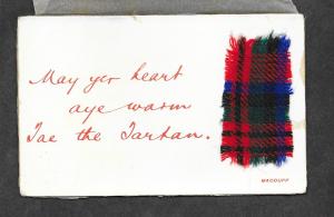 Great Britain 1908 Postcard Actual Kilt Material