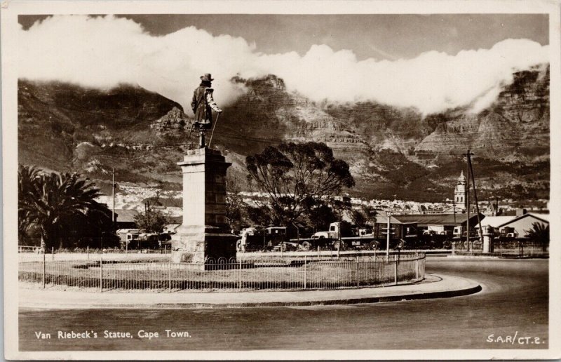 Cape Town South Africa Van Riebeck's Statue Tokim RPPC Postcard E79