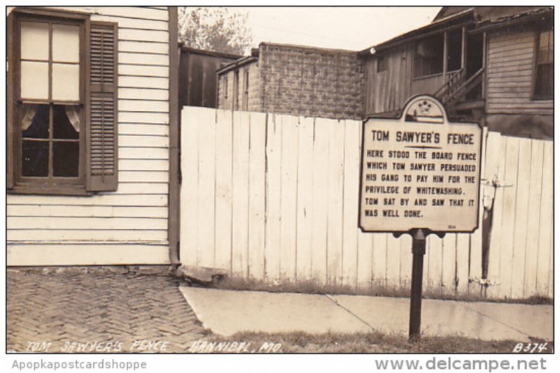 Missouri Hannibal Tom Sawyer's Fence Real Photo