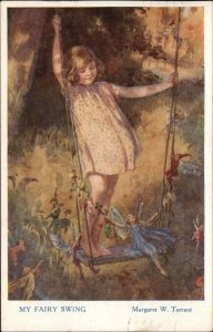 Margaret W Tarrant Fairy Swing Medici Pkt 18/2661 Vintage Postcard