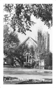 Oberlin Kansas Presbyterian Church Real Photo Antique Postcard K55344