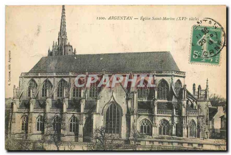 Old Postcard Argentan Church Saint Martin