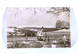 Vintage Lockheed Super G Constellation Airplane Lufthansa Photo Postcard