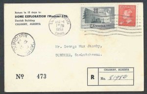 1953 Canada Regstd Card From Dome Exploration For Stock